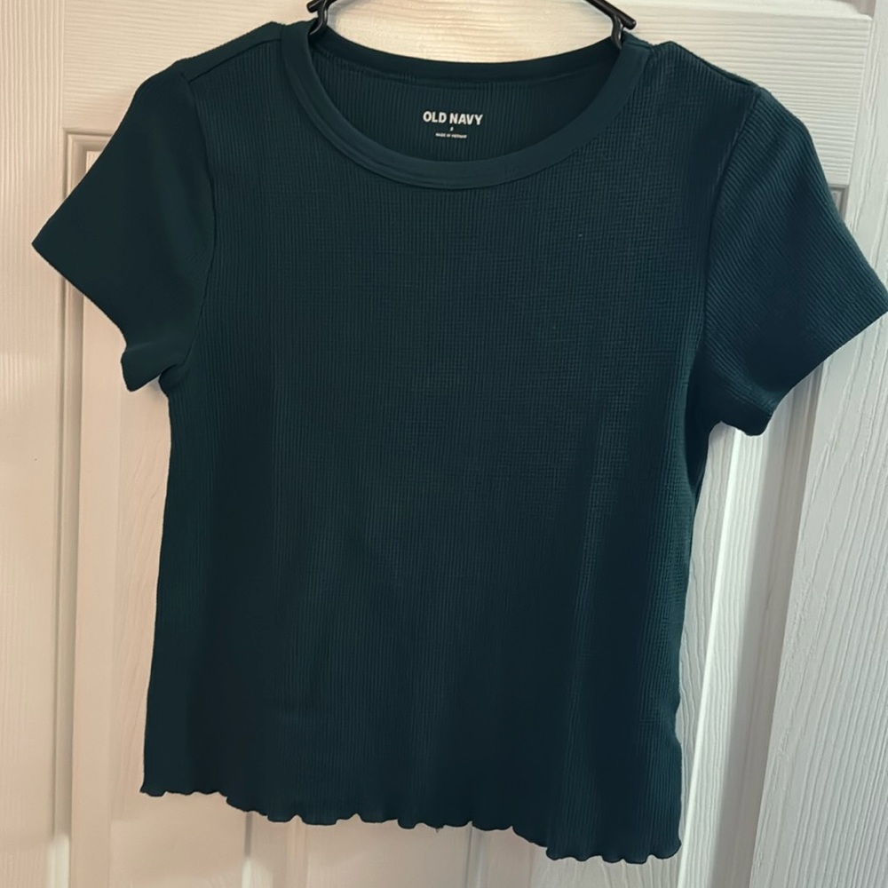 Old Navy Emerald Green Waffle Knit Shirt - Size S